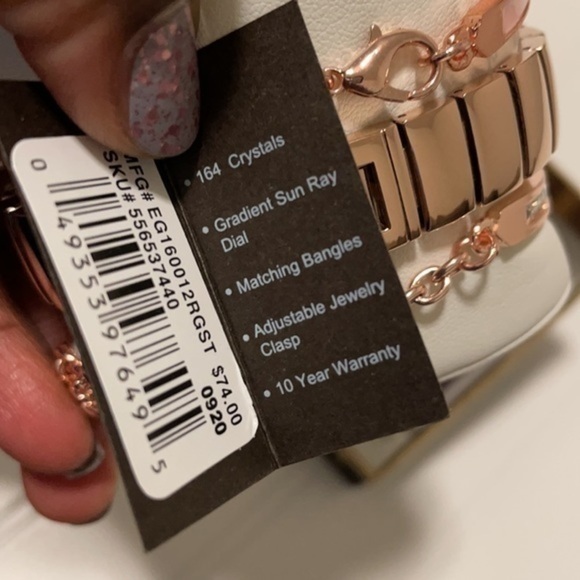 Elgin Rose watch gold tone bracelet watch coordinated set OS - Picture 4 of 9